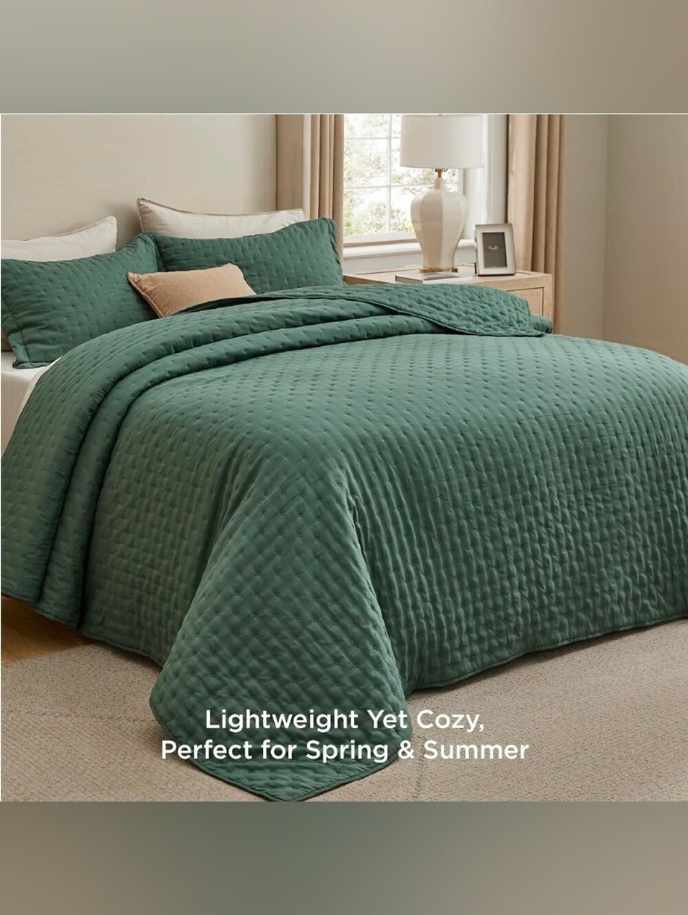 Bedsure Cal King Quilt Bedspread, Thin Comforter, Dark Green Coverlet
All-Season